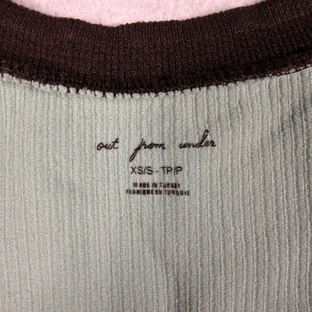Out From Under Sage Green Ribbed Top | Contrast Trim Y2K Balletcore - Picture 7 of 9